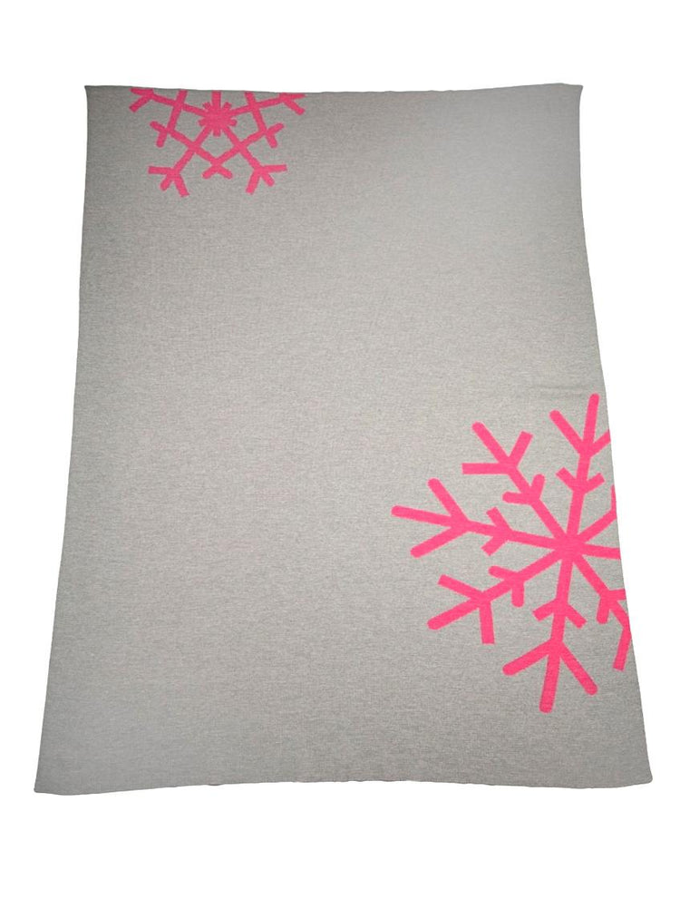 Decke 140x180cm 2 Snowflakes, grau/magenta - Lenz & Leif