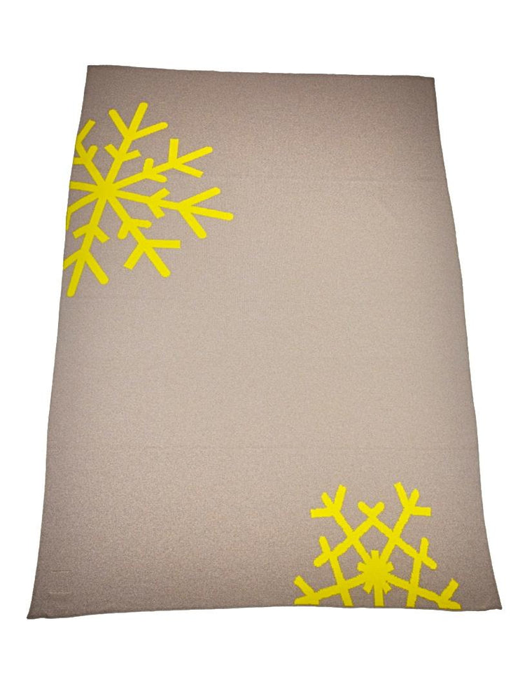 Decke 140x180cm 2 Snowflakes, beige/gelb - Lenz & Leif