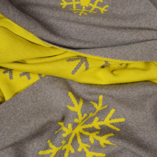 Decke 140x180cm 13 Snowflakes, beige/gelb - Lenz & Leif