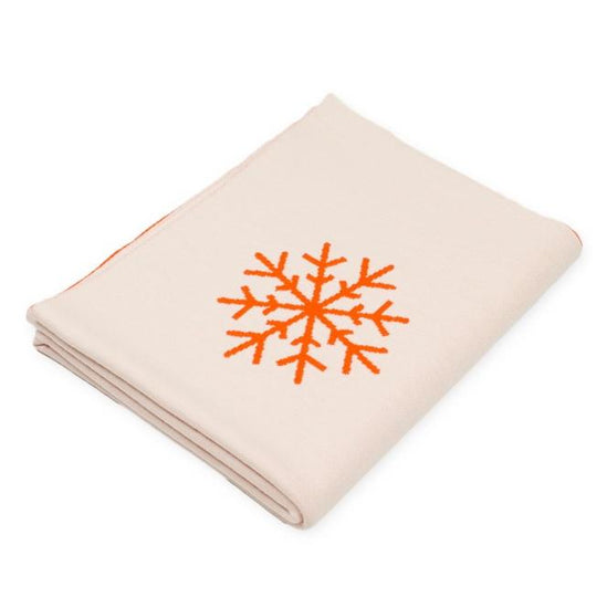 Decke 140x180cm 13 Snowflakes,  weiß/orange - Lenz & Leif