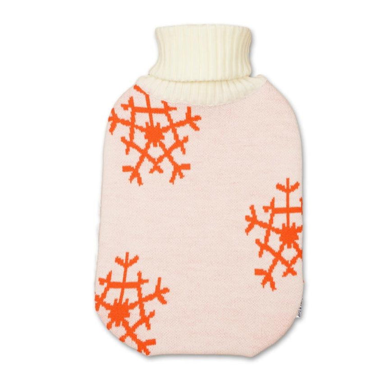 Wärmflasche Snowflakes, weiß/orange - Lenz & Leif