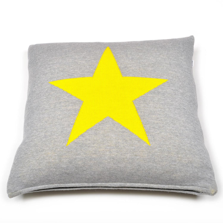 Kissenhülle 50x50cm Star, grau/gelb - Lenz & Leif