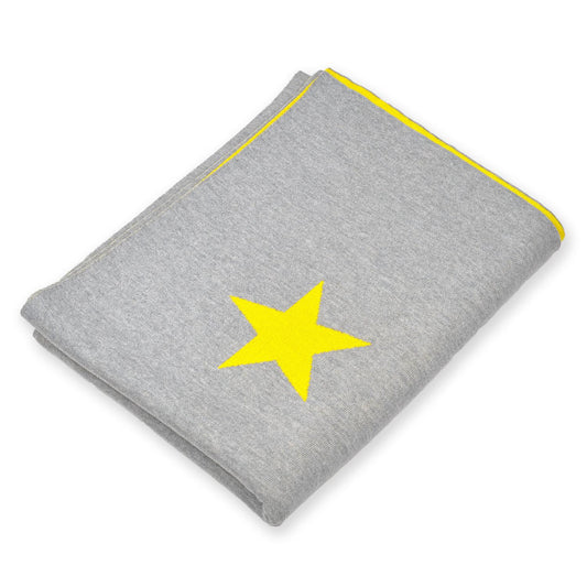 Decke 140x180cm Stars, grau/gelb - Lenz & Leif
