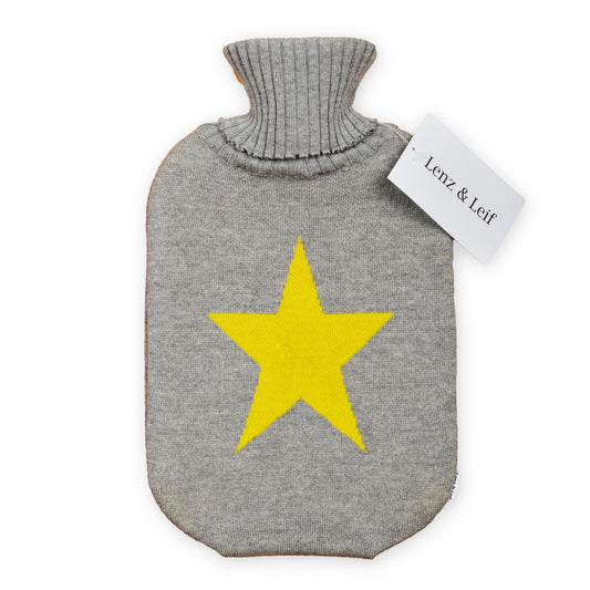 Wärmflasche Star, grau/gelb - Lenz & Leif