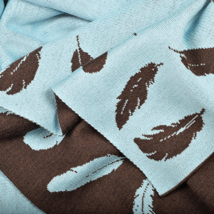 Blanket 140x180cm feather, brown / turquoise