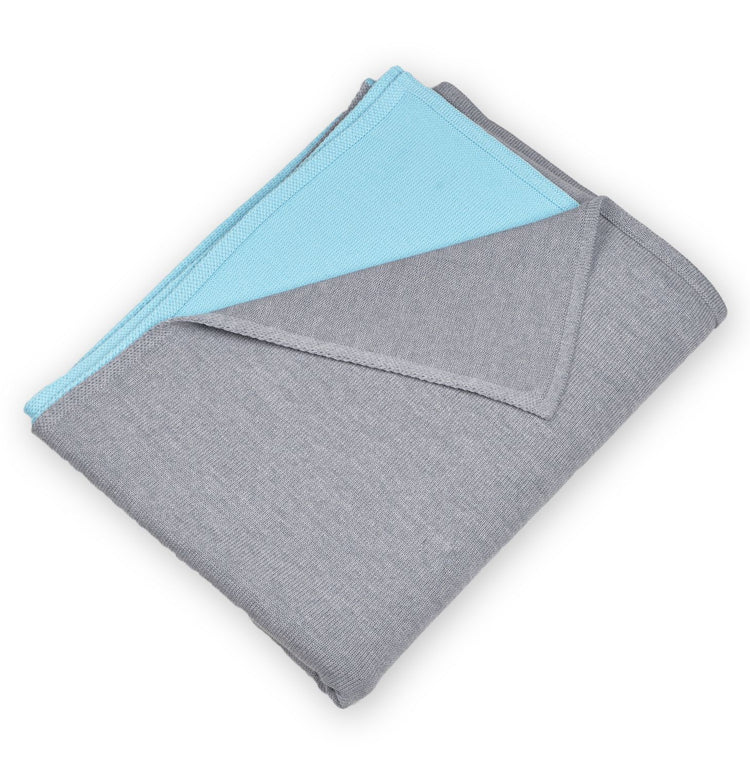 Blanket 140x180cm Domino, gray / turquoise
