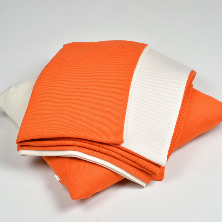 Kissenhülle 50x50cm Domino, weiß/orange