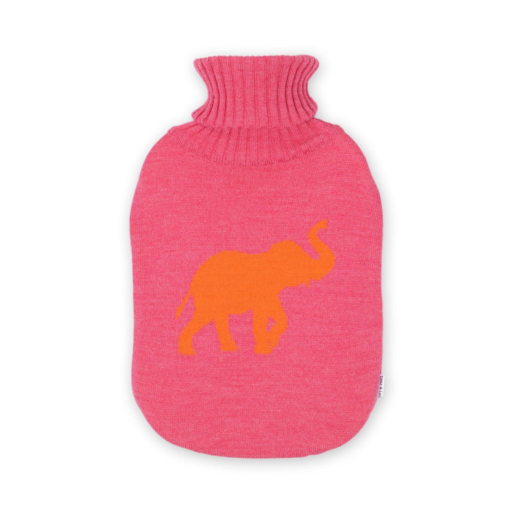 Hot water bottle 2l Elephant, magenta / orange