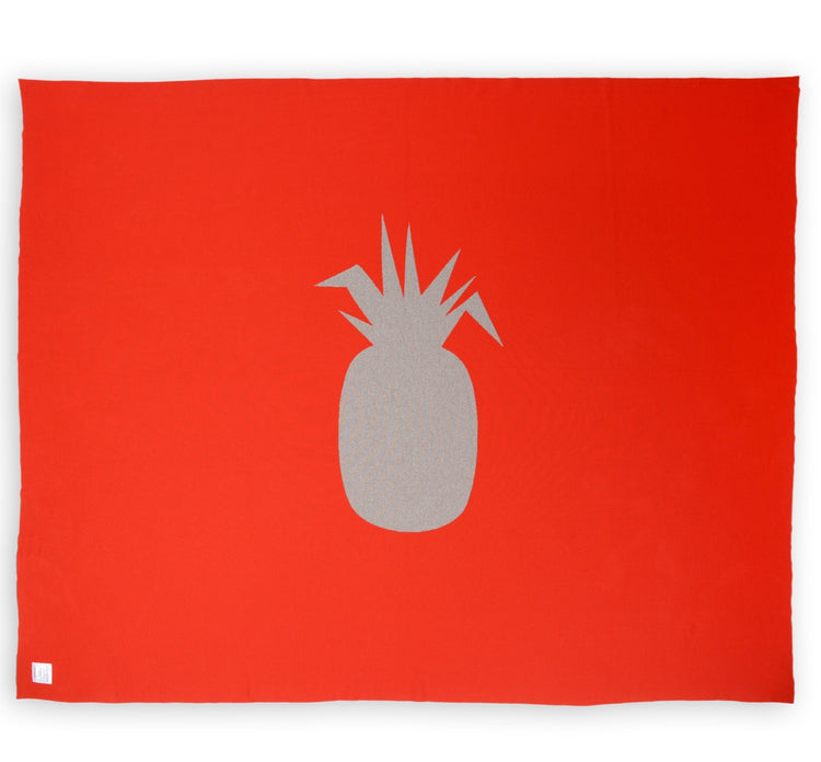 Bed throw 200x240cm pineapple, beige / red