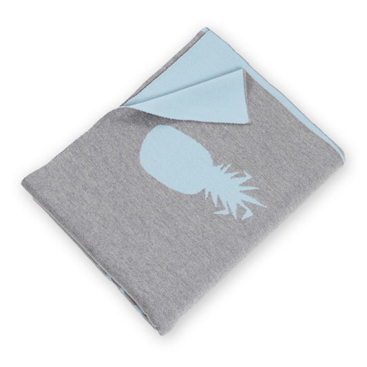 Blanket 140x180cm pineapple, gray / turquoise