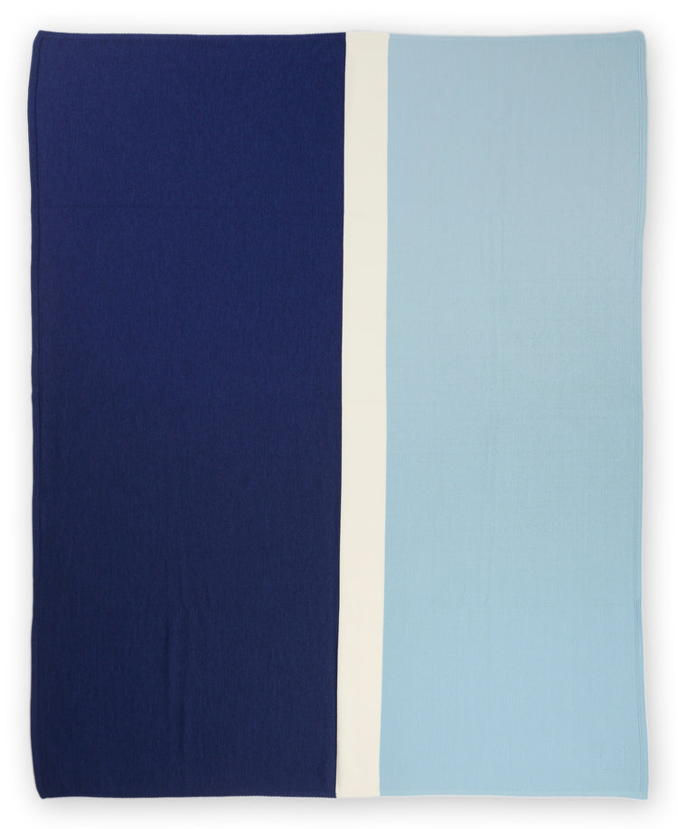 Blanket 140x180cm Trio, blue-turquoise / white