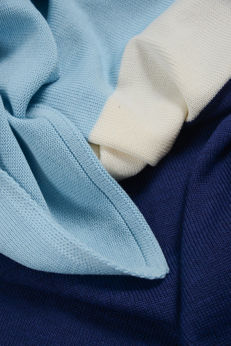 Blanket 140x180cm Trio, blue-turquoise / white