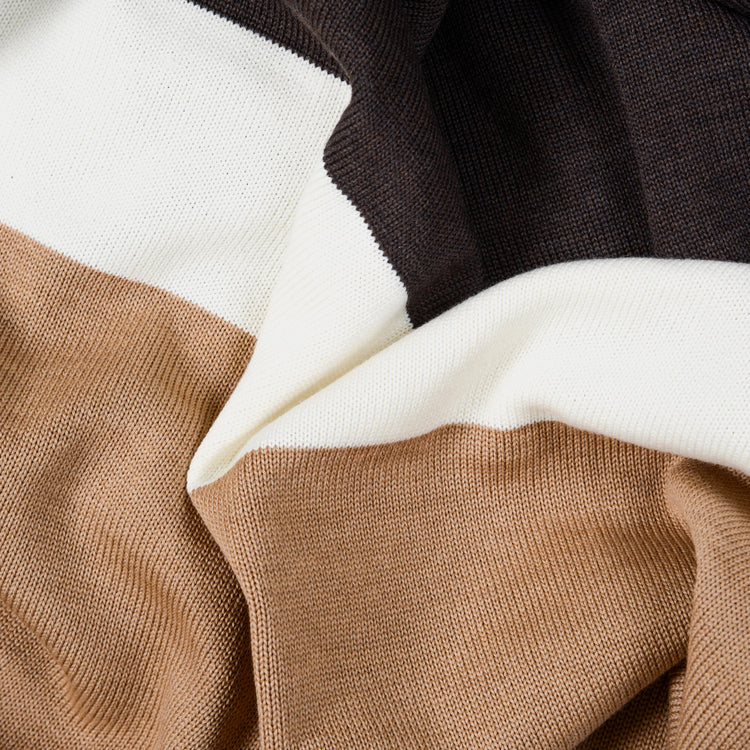 Blanket 140x180cm Trio, brown-camel / white