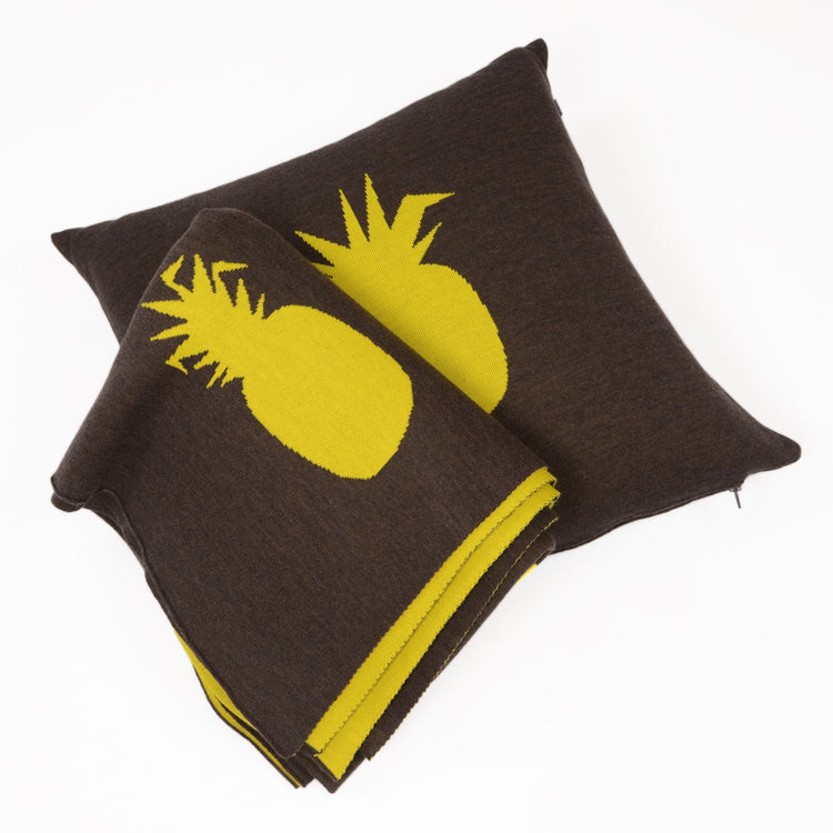Blanket 140x180cm pineapple, brown / yellow