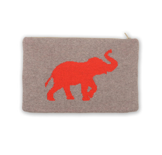 Clutch 23x15cm Elephant, beige / red