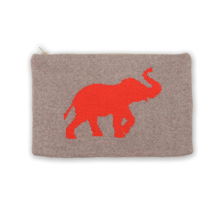 Clutch 23x15cm Elephant, beige / red