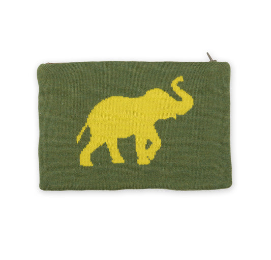 Clutch 23x15cm Elephant, green / yellow