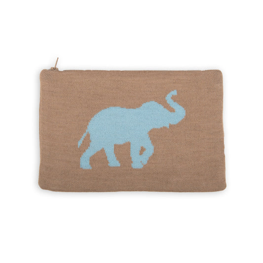 Clutch 23x15cm Elephant, camel / turquoise