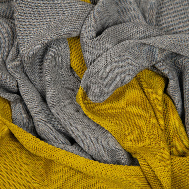 Blanket 140x180cm Domino, mustard / grey