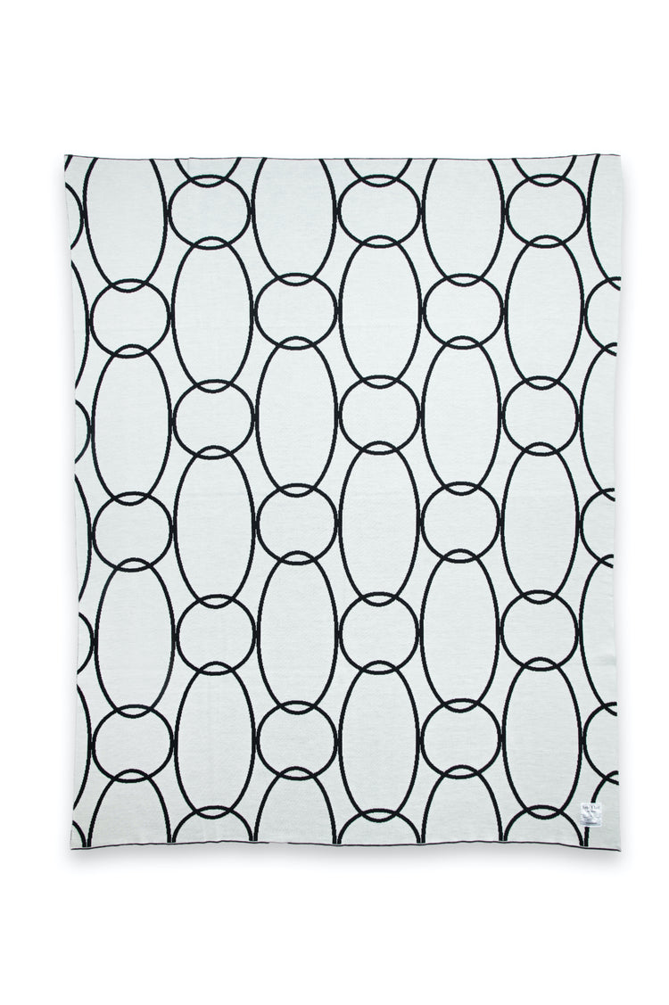 Decke 140x180cm Rings, dunkelgrau/weiß