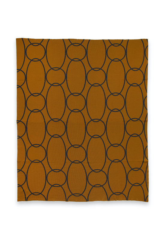 Blanket 140x180cm Rings, caramel / dark gray