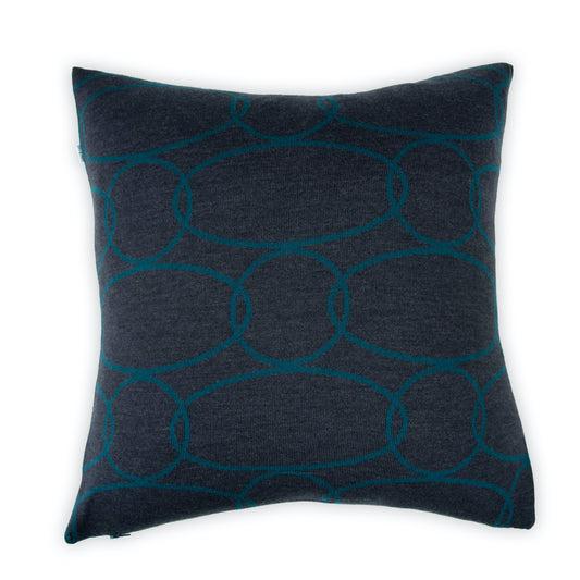 Cushion cover 50x50cm Rings, petrol / dark gray