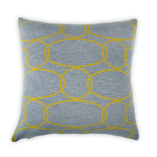 Cushion cover 50x50cm Rings, mustard / gray