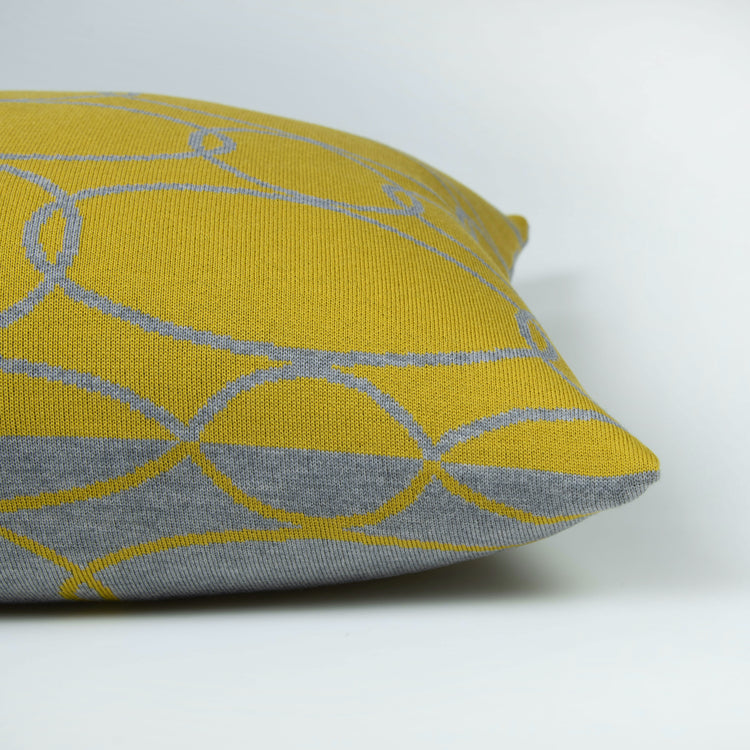 Cushion cover 50x50cm Rings, mustard / gray