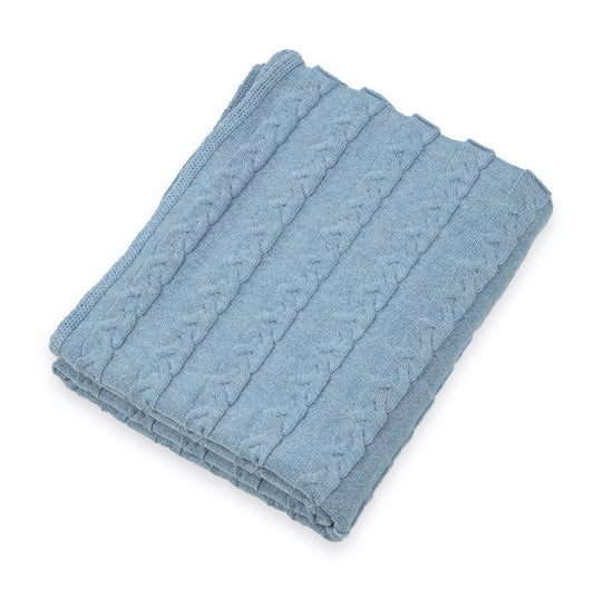 Blanket 140x180cm plait, light blue mottled