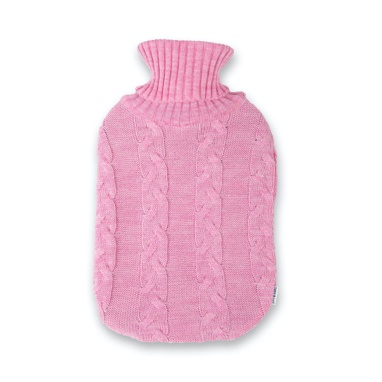 Hot water bottle plait, mottled pink