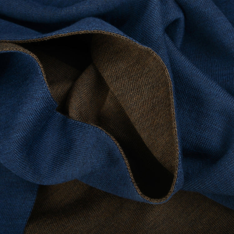 Scarf double face 50x180cm, blue / brown