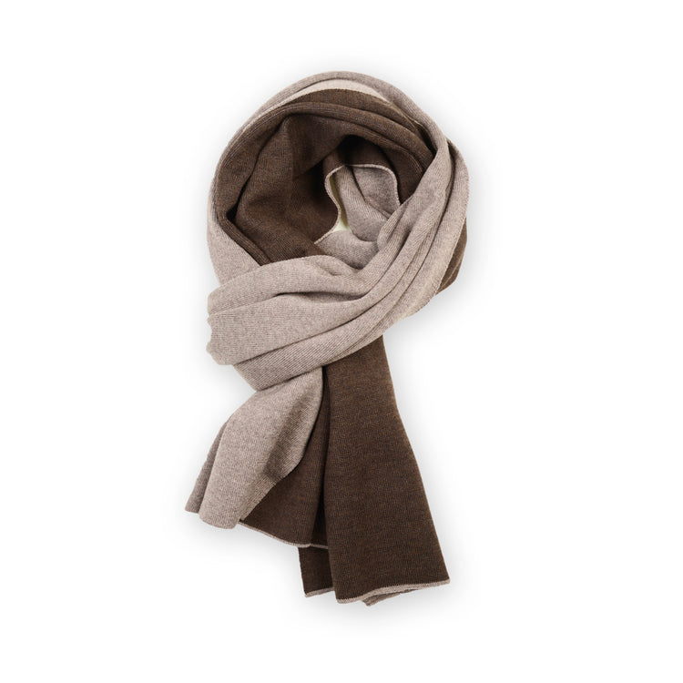 Scarf double face 50x180cm, beige / brown