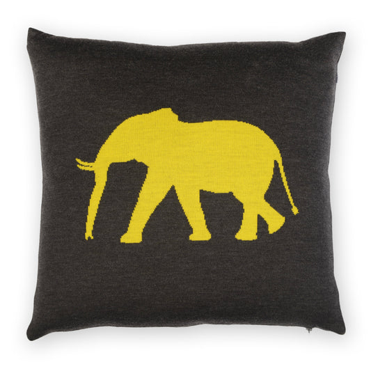 Kissenhülle 50x50cm Elephant, dunkelgrau/gelb
