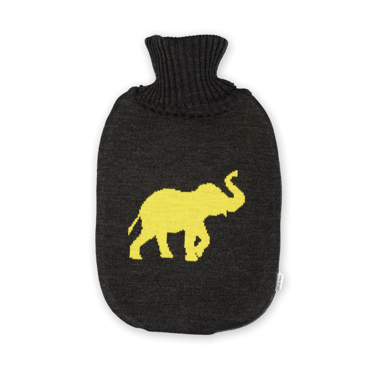 Hot water bottle 2l Elephant, dark gray / yellow