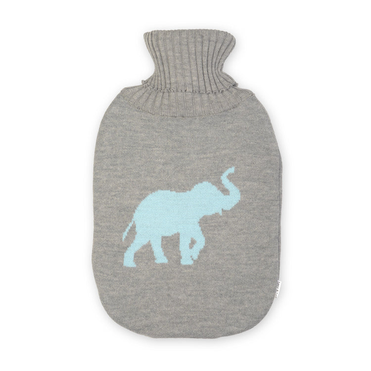 Hot water bottle 2l Elephant, gray / turquoise