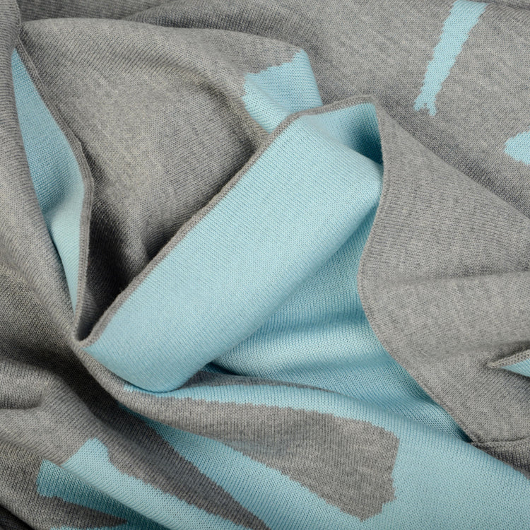 Blanket 140x180cm Elephants, gray / turquoise
