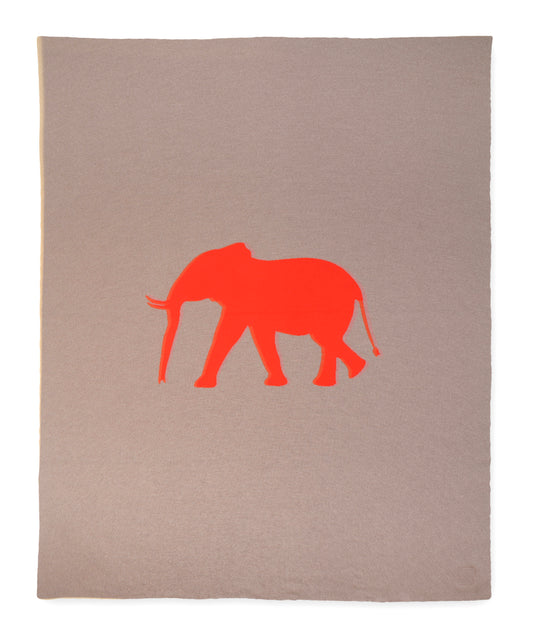 Blanket 140x180cm Elephant, beige / red