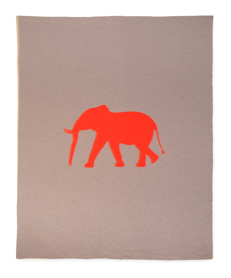 Decke 140x180cm Elephant, beige/rot