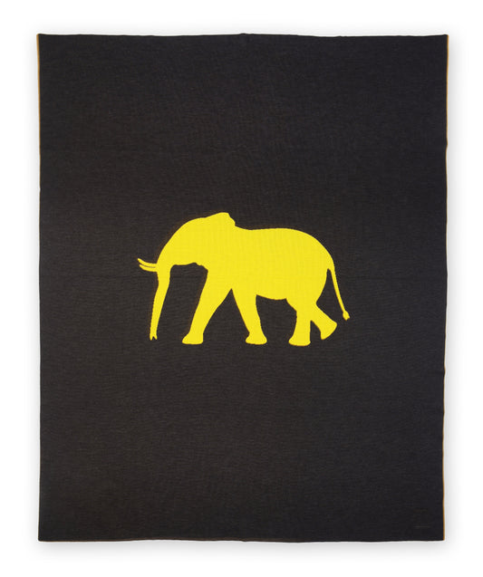 Blanket 140x180cm Elephant, dark gray / yellow