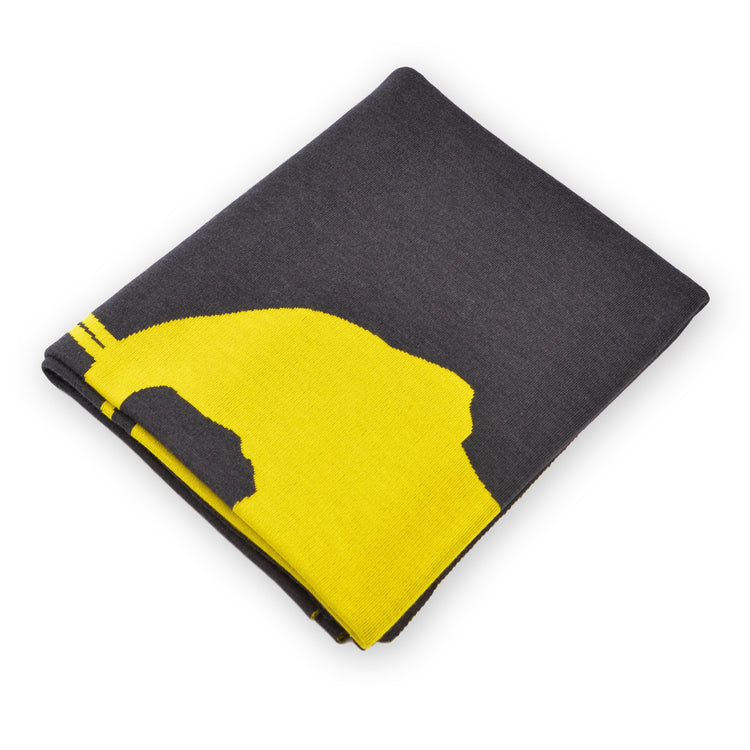 Blanket 140x180cm Elephant, dark gray / yellow