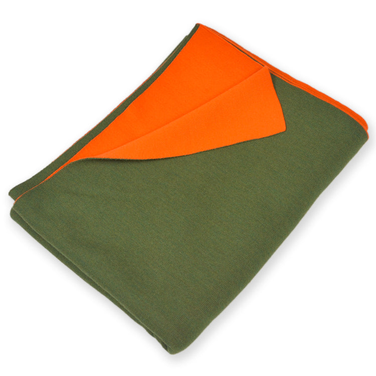 Blanket 140x180cm double face, green / orange