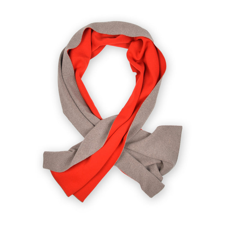 Scarf double face 50x180cm, red / beige
