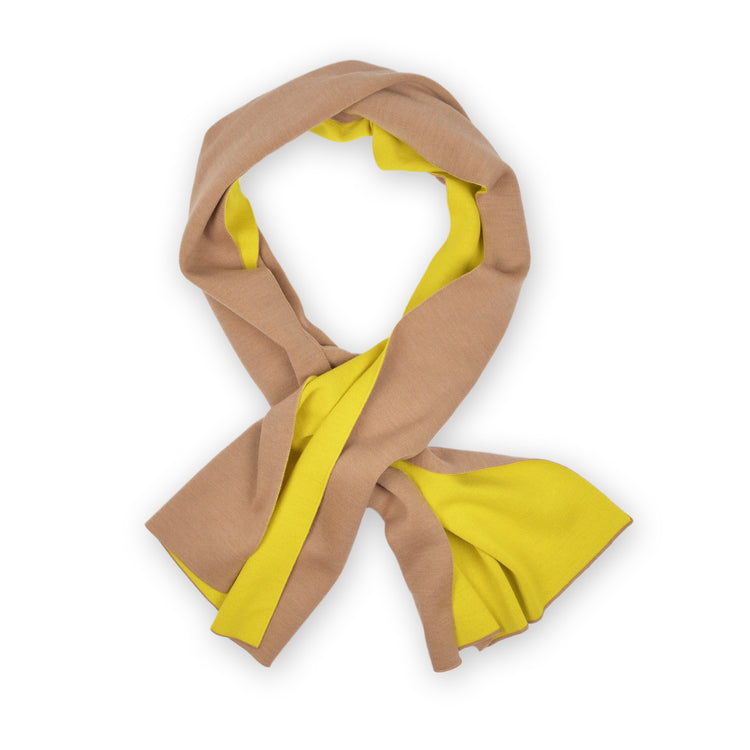 Scarf double face 50x180cm, camel / yellow